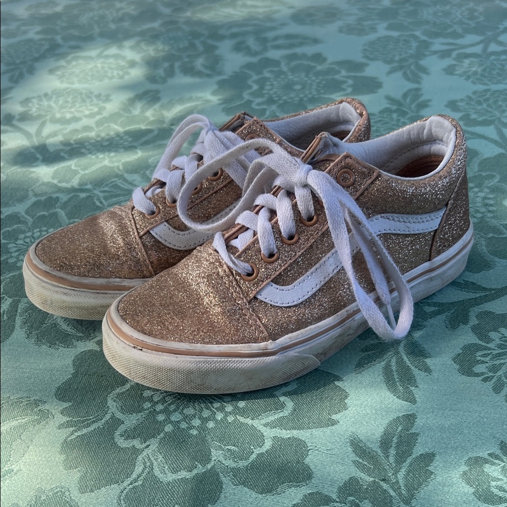 Vans Kids Glitter Sneakers - Gold and White